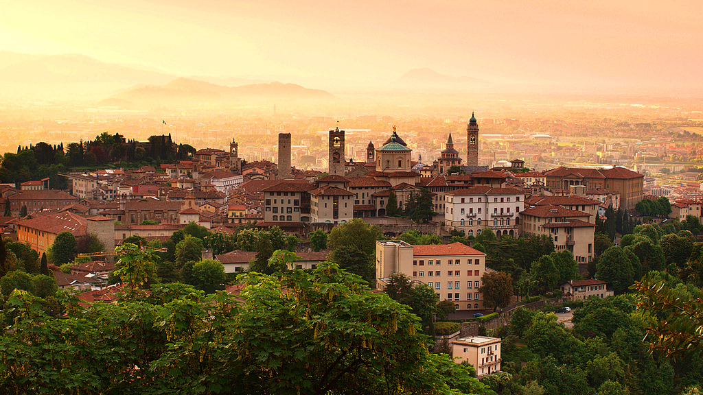 Bergamo Città Alta al tramonto